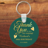 Porte-clés Emerald Green Gold 50 Anniversaire Merci Favor (Recto)