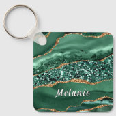 Porte-clés Emerald Green Parties scintillant Gold Nom personn (Recto)