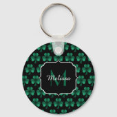 Porte-clés Emerald Green Sparkle Shamrock noir Monogramme (Recto)