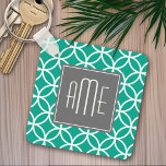 Porte-clés Emerald Motif géométrique avec Monogrammes<br><div class="desc">Un design audacieux et graphique aux couleurs fraîches et joyeuses. Si vous devez ajuster le monogramme,  cliquez sur le bouton customiser et apporter des modifications.</div>