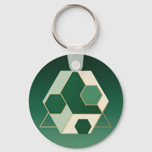 Porte-clés Émeraude Hexagone Géométrique Luxe