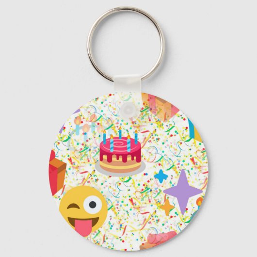 Porte-clés emoji anniversaire heureux (Recto)