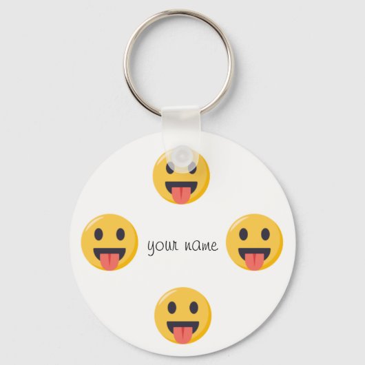 Porte-clés Emoji Face et '' Votre nom ici " (Recto)