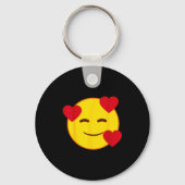 Porte-clés Emoji Floating Hearts Yellow Smile Face (Recto)