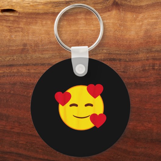 Porte-clés Emoji Floating Hearts Yellow Smile Face (Recto)