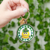 Porte-clés Emoji irlandais mignon avec anneau à clé Shamrock (Main)