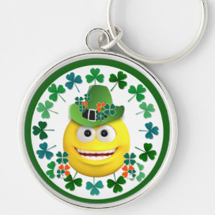 Porte-clés Emoji irlandais mignon avec anneau à clé Shamrock