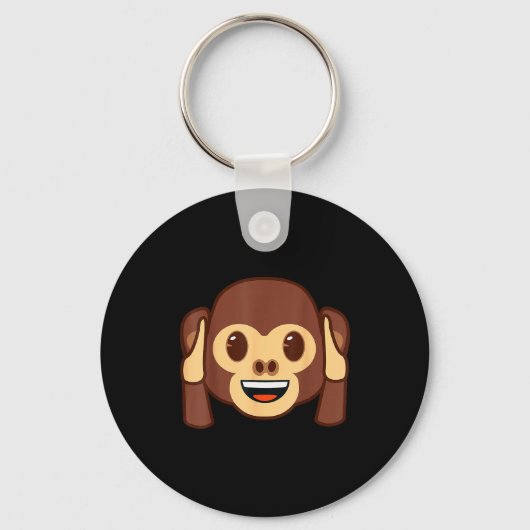 Porte-clés Emoji Monkey Holding Ears Yellow Smile Face (Recto)