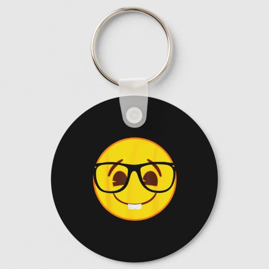 Porte-clés Emoji Nerd Gles Yellow Smile Face (Recto)