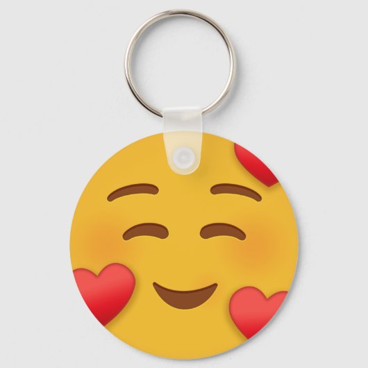 Porte-clés Emoji Souriez Avec Coeurs (Recto)
