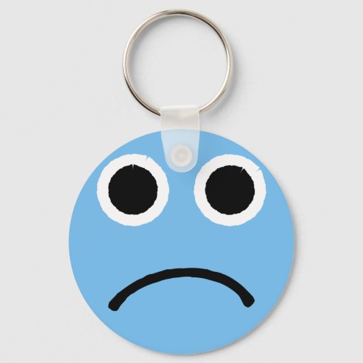 Porte-clés Emoticon Emoji face bleu triste (Recto)