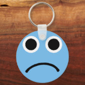 Porte-clés Emoticon Emoji face bleu triste (Recto)