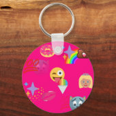 Porte-clés émoticône rose chaud (Recto)