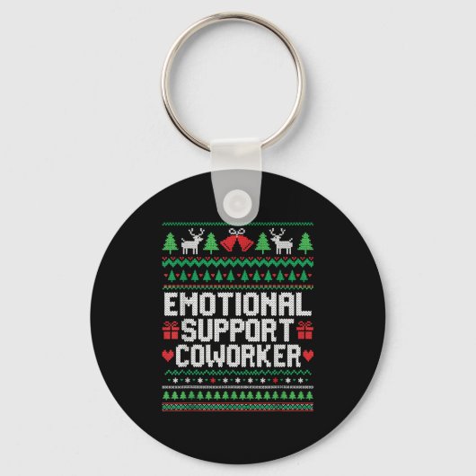 Porte-clés Emotional Suprt Coworker Funny Ugly Christmas Swea (Recto)
