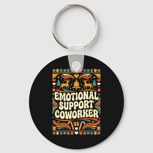 Porte-clés Emotional Suprt Coworker Funny Ugly Christmas Swea (Recto)