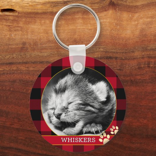 Porte-clés Empreinte de chat, Plaque de bison rouge, photo de (Recto)