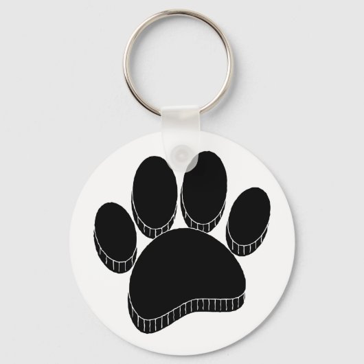 Porte-clés Empreinte de chien noir main tirée personnalisée (Recto)