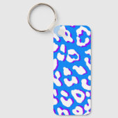 Porte-clés Empreinte de léopard blanc bleu pourpre (Recto)