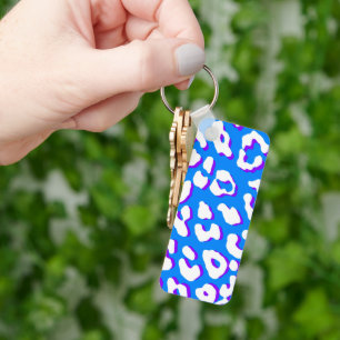 Porte-clés Empreinte de léopard blanc bleu pourpre