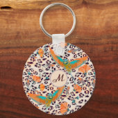 Porte-clés Empreinte de léopard branché, oiseaux de paradis (Recto)