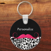 Porte-clés Empreinte de léopard branchée de Moustache rose av (Recto)