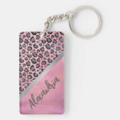 Porte-clés Empreinte de léopard brillant rose chaud Customisé (Dos)