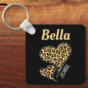 Porte-clés Empreinte de léopard de coeur personnalisé Cheetah