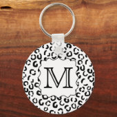 Porte-clés Empreinte de léopard de monogramme personnalisé no (Recto)