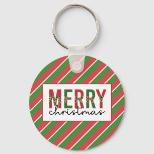 Porte-clés Empreinte de léopard de Noël moderne Red Green Str