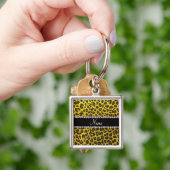 Porte-clés Empreinte de léopard de parties scintillant jaune  (main)