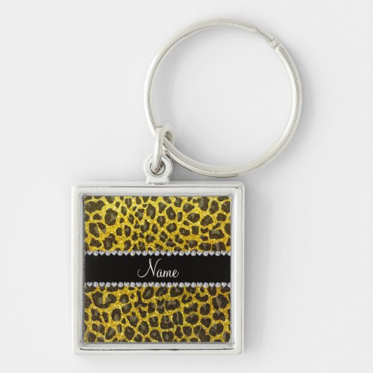 Porte-clés Empreinte de léopard de parties scintillant jaune  (Devant)