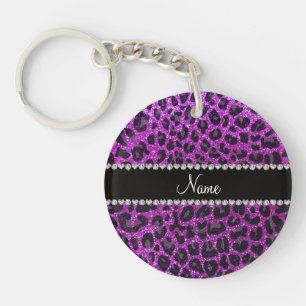Porte-clés Empreinte de léopard de parties scintillant violet