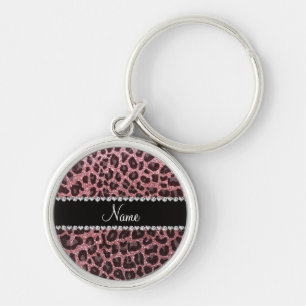 Porte-clés Empreinte de léopard d'parties scintillant rose cl