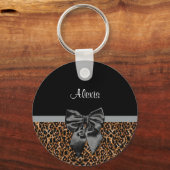 Porte-clés Empreinte de léopard élégant Elegant Black Bow et (Recto)