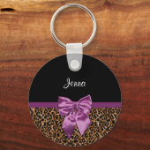Porte-clés Empreinte de léopard élégant élégant Purple Bow et (Recto)