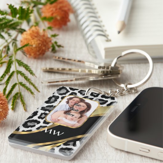 Porte-clés Empreinte de léopard noir et or (Devant droit)