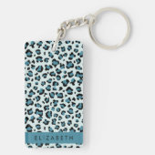 Porte-clés Empreinte de léopard, Spots, Leopard Bleu, Votre N (Dos)