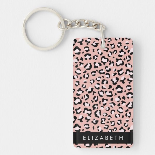 Porte-clés Empreinte de léopard, Spots, Leopard Rose, Votre N (Devant)