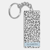 Porte-clés Empreinte de léopard, Spots, Noir Et Blanc, Votre  (Devant gauche)