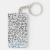 Porte-clés Empreinte de léopard, Spots, Noir Et Blanc, Votre  (Dos)