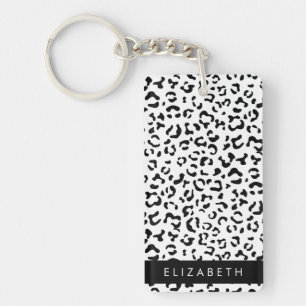 Porte-clés Empreinte de léopard, Spots, Noir Et Blanc, Votre 