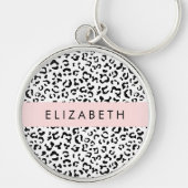Porte-clés Empreinte de léopard, Spots, Noir Et Blanc, Votre  (Devant)