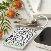 Porte-clés Empreinte de léopard, Spots, Noir Et Blanc, Votre (Devant droit)