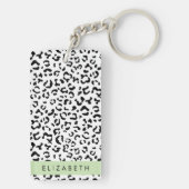 Porte-clés Empreinte de léopard, Spots, Noir Et Blanc, Votre (Dos)