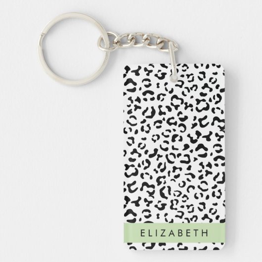 Porte-clés Empreinte de léopard, Spots, Noir Et Blanc, Votre (Devant)