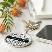 Porte-clés Empreinte de léopard, Spots, Noir Et Blanc, Votre (Côté)