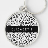 Porte-clés Empreinte de léopard, Spots, Noir Et Blanc, Votre (Devant)
