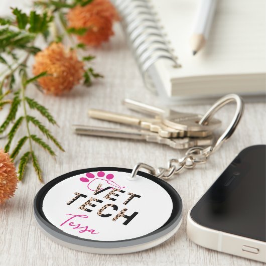 Porte-clés Empreinte de léopard Vet Tech Stethoscope Porte -  (Devant Droit)