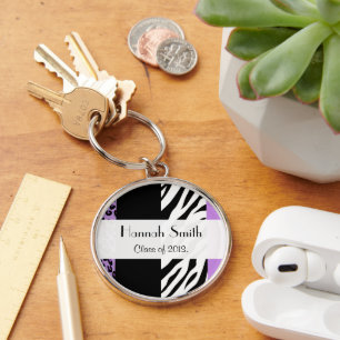 Porte-clés Empreinte de léopard, Zebra Print, Purple, Graduat