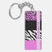 Porte-clés Empreinte de léopard, Zebra Print, Rose, Votre nom (Devant gauche)